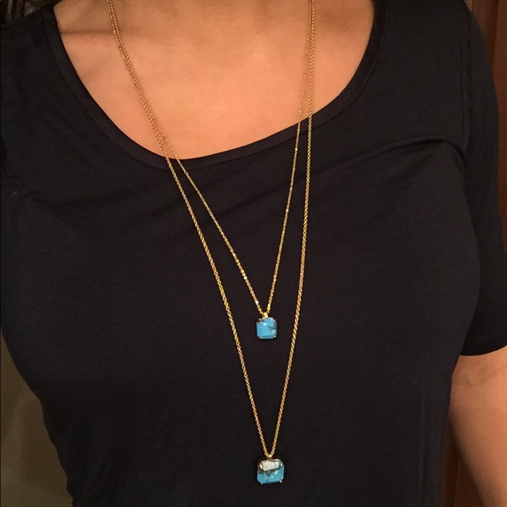 Ann Taylor double layer blue stone necklace!